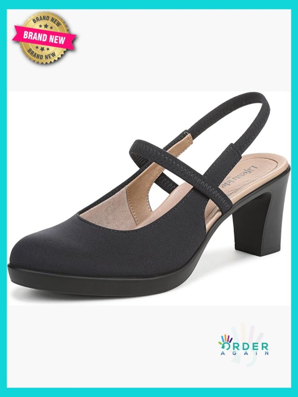 Slingback Pump with Block Heel Soft System Comfort Easy On Off